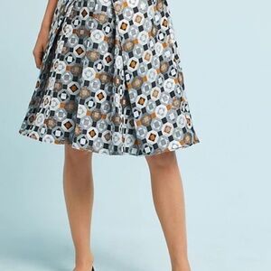 New Anthropologie Silver Metallic "Geo Jacquard Skirt" by Eva Franco